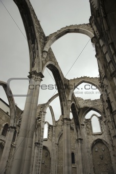 Igreja do Carmo ruins in Lisbon, Portugal.