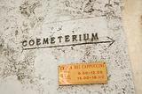 Sign for coemeterium in Rome, Italy.