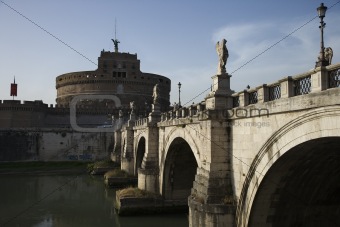 Ponte Sant'Angelo bridge and Castel Sant'Angelo in Rome, Italy.