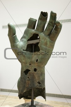 Colossal hand in Capitoline Museum, Rome, Italy.