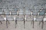 Close-up shot of many chairs in Saint Peter's Square in Rome, It