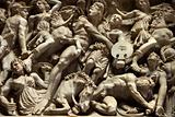 Relief sculpture of battle scene in the Vatican Museum, Rome, It