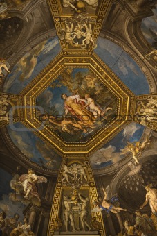 Ceiling fresco in the Vatican Museum, Rome, Italy.