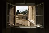 Open window in the Vatican Museum, Rome, Italy.