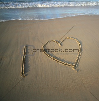 Heart on sand