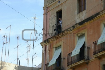 Man and dog in Tarragona in Spain