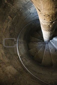 Spiral stone staircase.