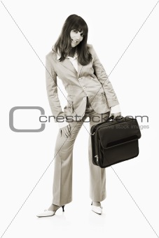 Happy Businesswoman with a briefcase