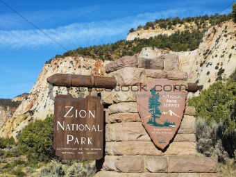 Zion National Park sign.
