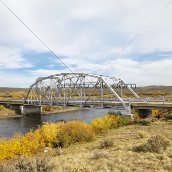 Bridge over stream in Wyoming.
