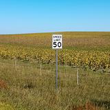 Rural speed limit sign.