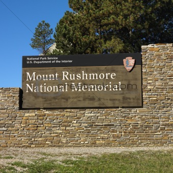 Mount Rushmore National Memorial sign.