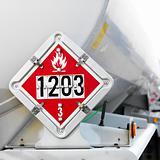 Flammable warning sign on tanker.