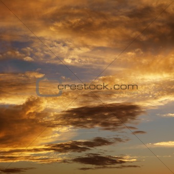Clouds in sky with sunset.