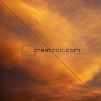Clouds in sky with sunset.