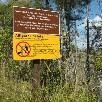 Warning sign in Florida Everglades.