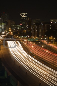 Nightscape of Atlanta, Georgia skyline.