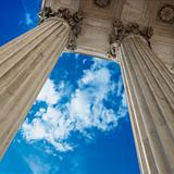 Sky and columns of Supreme Court building in Washington D.C.