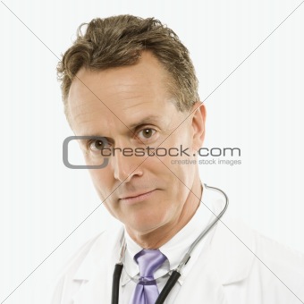 Doctor with stethoscope around his neck.