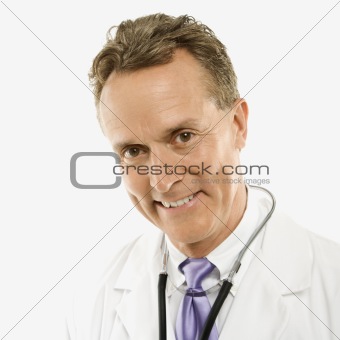 Doctor with stethoscope around his neck.