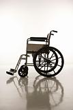 Side view of empty wheelchair.