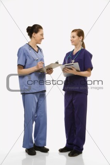 Caucasian women medical healthcare workers.