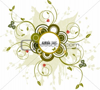 Floral background with frame - vector