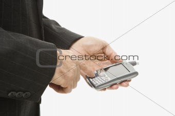 Caucasian businessman using PDA.