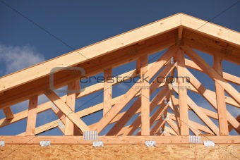 Abstract of New Home Construction Site Framing.