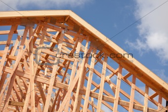 Abstract of New Home Construction Site Framing.