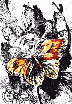 butterfly with flores background