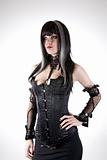 Gothic girl in black corset   