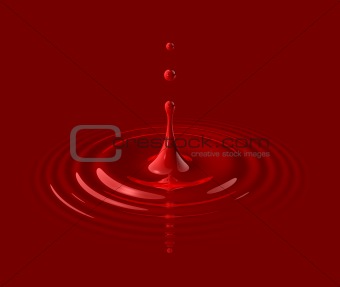 drop of red blood and ripple