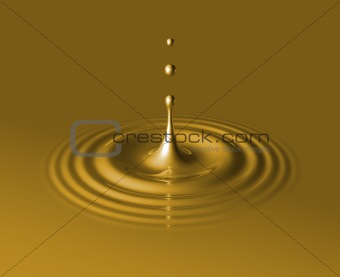 drop of liquid gold and ripple