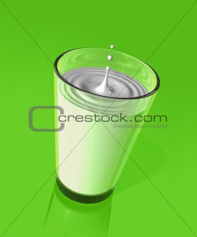 drop of milk and ripple in a milk glass