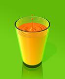 drop of orange juice and ripple in a glass