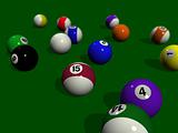 pool balls on a green billiard table