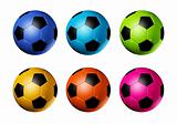 Colored soccer football balls
