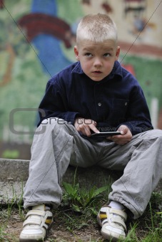 playing video games outdoor