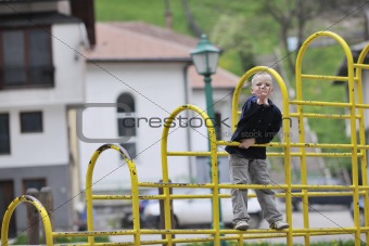 blonde boy in park