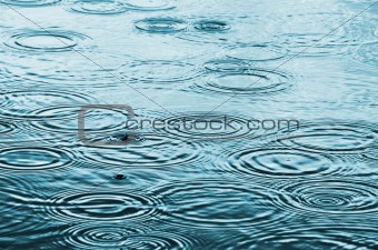 Raindrops on the water surface