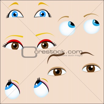 Set of 5 cartoon eyes. 