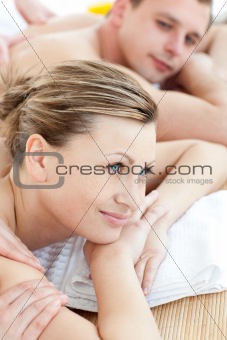 Cute couple having a massage