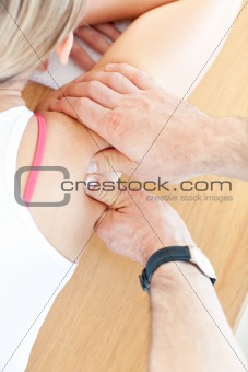 Caucasian woman having a massage