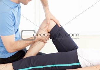 Close-up of a handsome man doing a massage 