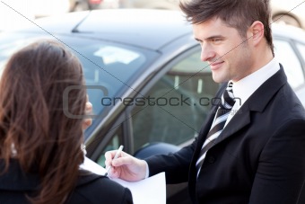 Pretty businessman meeting his colleague 