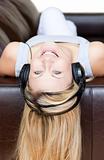 Attractive woman using headphones 