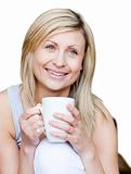 Attractive woman holding a cup of coffee 