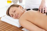 Caucasian woman relaxing on a massage table