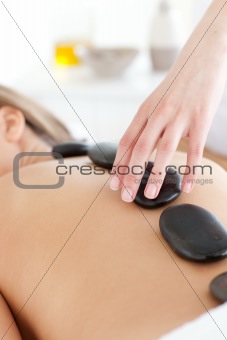 Close-up of a caucasian woman relaxing on a massage table 